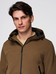 Men's lightweight jacket with waterproof coating and hood- brown V2 C638