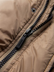 Długa męska kurtka puffer z zapinanymi kieszeniami – brązowa V2 OM-JALJ-0186