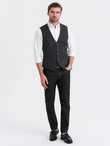 Men's fitted vest with rayon and marbled buttons - black V4 OM-BLZV-0112