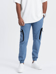Men's JOGGER pants with stand-off and zippered cargo pockets - blue V7 OM-PAJO-0135