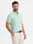 Cotton pique knit polo shirt - mint V1 OM-POSS-0103