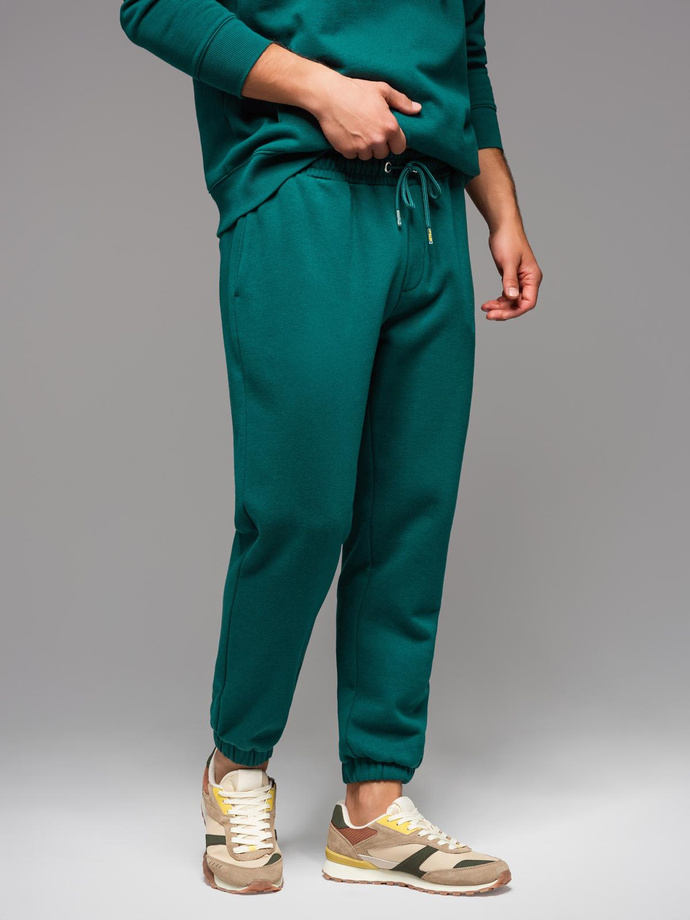 Classic unisex sweatpants with drawstrings - dark green V17 OU-PSBC-0100