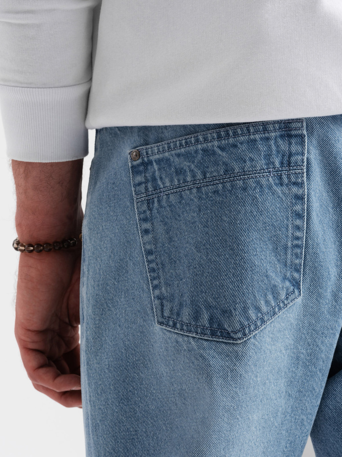 Męskie spodnie jeansowe TAPERED FIT z dziurami – jasnoniebieskie V1 OM-PADP-0175