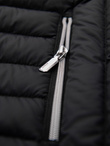 Men's quilted jacket with combined materials and hood - navy blue V3 OM-JALJ-0266