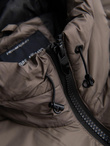 Ciepła męska kurtka puffer ze ściągaczami – ciemnobeżowa V3 OM-JAHP-0207