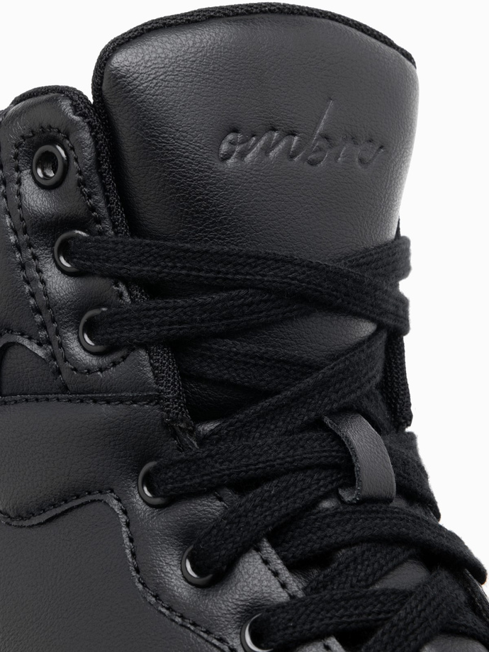 Męskie buty sneakersy z wysoką cholewką – czarne V6 OM-FOSH-0139