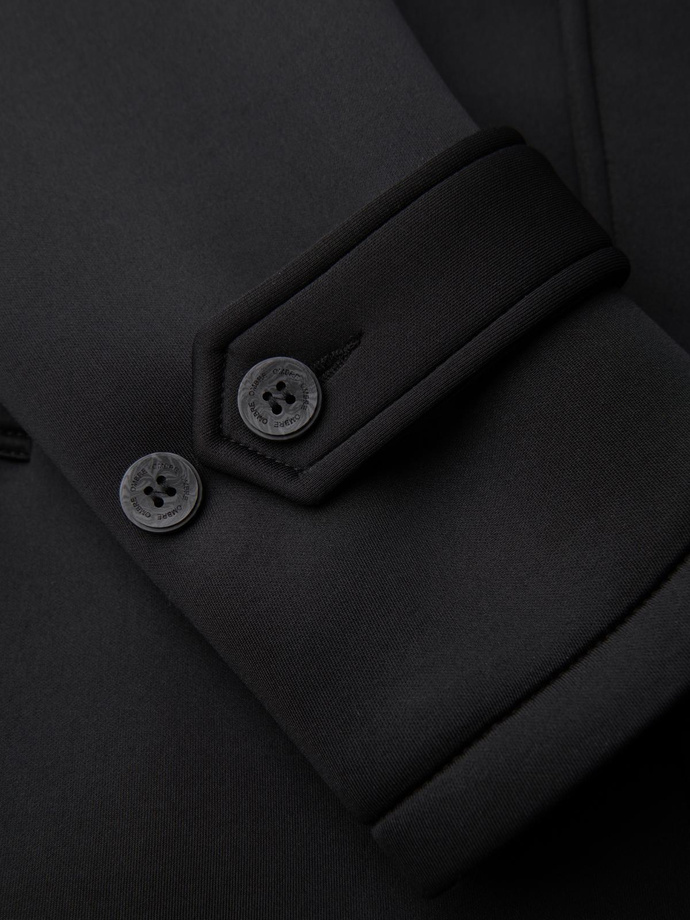 Men's insulated coat with hood and concealed zipper - black V1 OM-COWC-0110