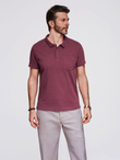 Men's polo t-shirt with decorative buttons - maroon V6 S1744