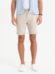 Men's knit shorts with rolled up legs - sand V3 OM-SRCS-0170