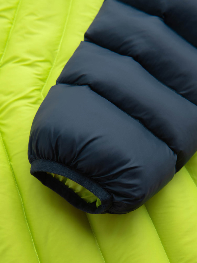 Men's quilted nylon sports style jacket - lime green V4 OM-JALP-0185