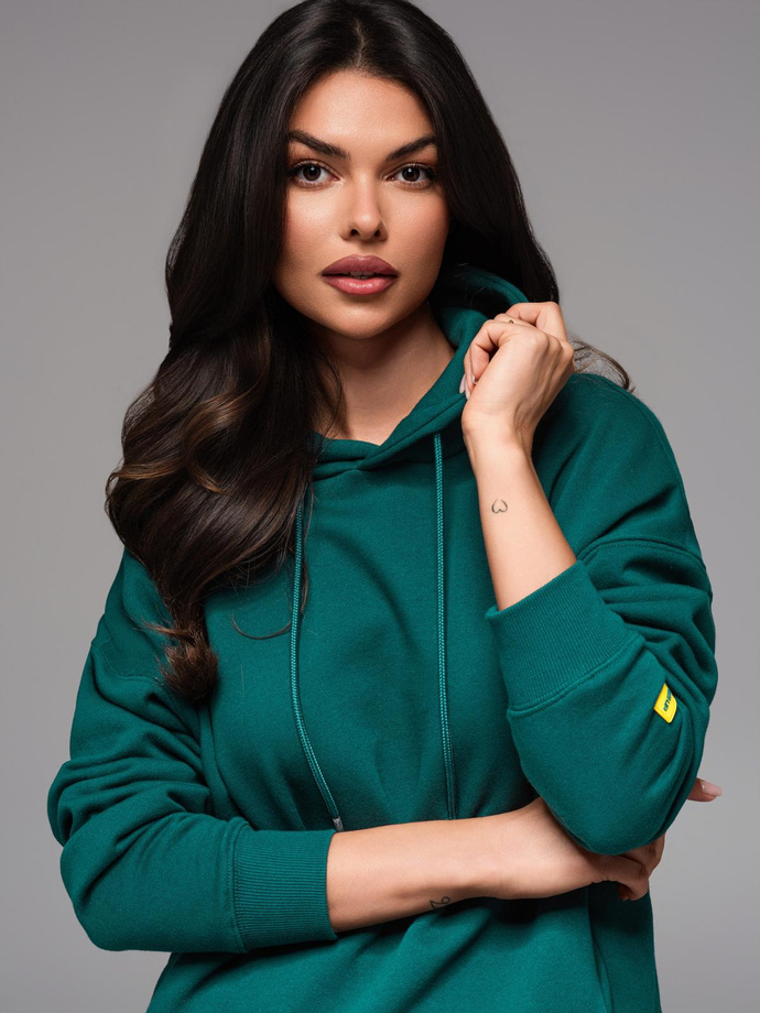 Unisex sweatshirt with pockets and hood - dark green V17 OU-SNBC-0105