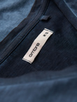 Men's cotton V-neck knit t-shirt with wash effect - navy blue V7 OM-TSWT-0242