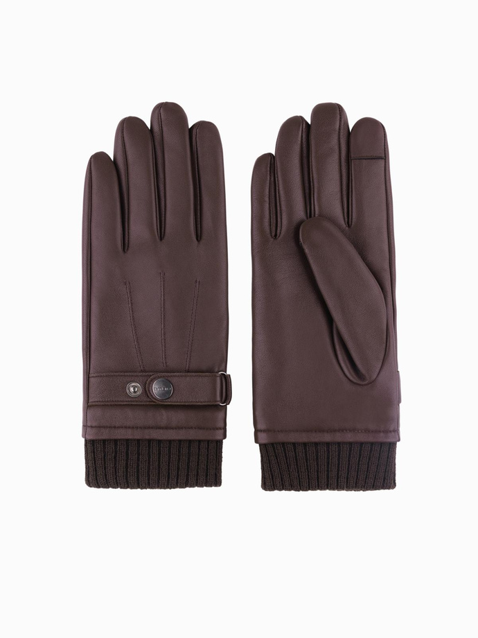 Men's eco suede gloves with welt - black V1 OM-ACGL-0112