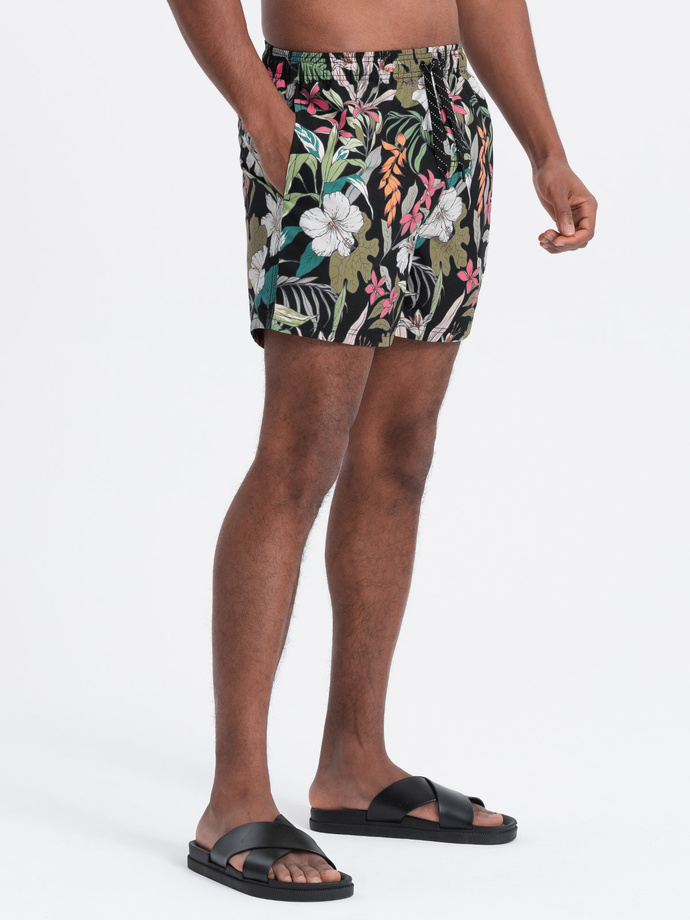 Men's floral swim shorts - black V3 OM-SRBS-0140