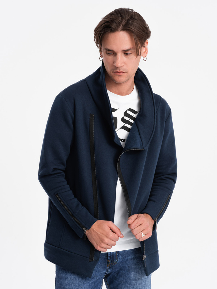 Rozpinana bluza męska ze stójką LONDON - granatowa B1362