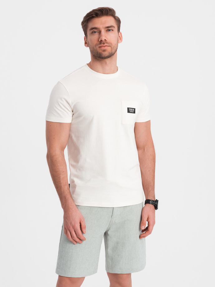 Men's knit shorts in linen and cotton - light green V2 OM-SRCS-0130