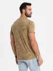 Men's patterned cotton short-sleeved T-shirt - olive V3 OM-TSFP-0223