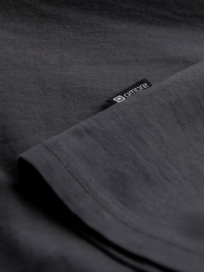 Longsleeve męski bez nadruku z dekoltem w serek - grafitowy V4 OM-LSBL-0108