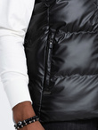 Men's quilted sleeveless glossy - black V1 OM-JAVJ-0113