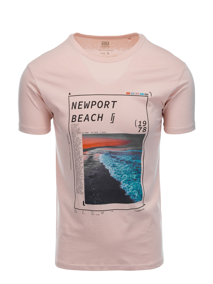 Men's printed t-shirt V-15B- pink S1434