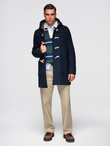 Men's insulated coat with hood and concealed zipper - black V1 OM-COWC-0110