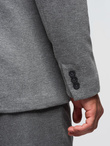 Men's knitted jacket with a fitted cut - light grey V2 OM-BLZB-0100