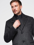 Unbuttoned men's wool blend coat - graphite V2 OM-COWC-0121