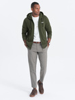 Bluza męska rozpinana z kapturem - oliwkowa V1 OM-SSZP-22SS-010