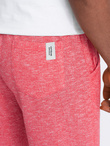 Spodenki męskie z tkaniny melanżowej LOOSE FIT - jasnoczerwone V7 OM-SRSK-0116