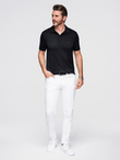 Stylish men's stretch fabric polo shirt - black V1 OM-POSS-0150