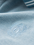 Melanżowy longsleeve męski polo z haftem – niebieski melanż V3 OM-POLS-0129 
