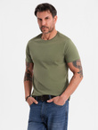 BASIC men's classic cotton T-shirt - khaki V6 OM-TSBS-0236