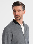 Men's pique knit bomber jacket - black V1 OM-SSZP-0238