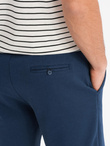 Men's SLIM FIT shorts in structured knit fabric - navy blue V1 OM-SRCS-0169 