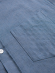 Men's SLIM FIT shirt in decorative fabric with pocket - blue OM-SHCS-0174
