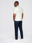 Men's stylish stretch fabric polo shirt - cream V2 OM-POSS-0150
