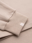 Bluza męska z kołnierzykiem polo ze strukturalnej dzianiny - beżowa V2 OM-SSNZ-0149