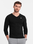 Longsleeve męski z elastanem sygnowany z dekoltem w serek - czarny V3 OM-LSCL-0110