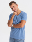 BASIC men's classic cotton T-shirt with a crew neckline - blue V5 OM-TSBS-0145