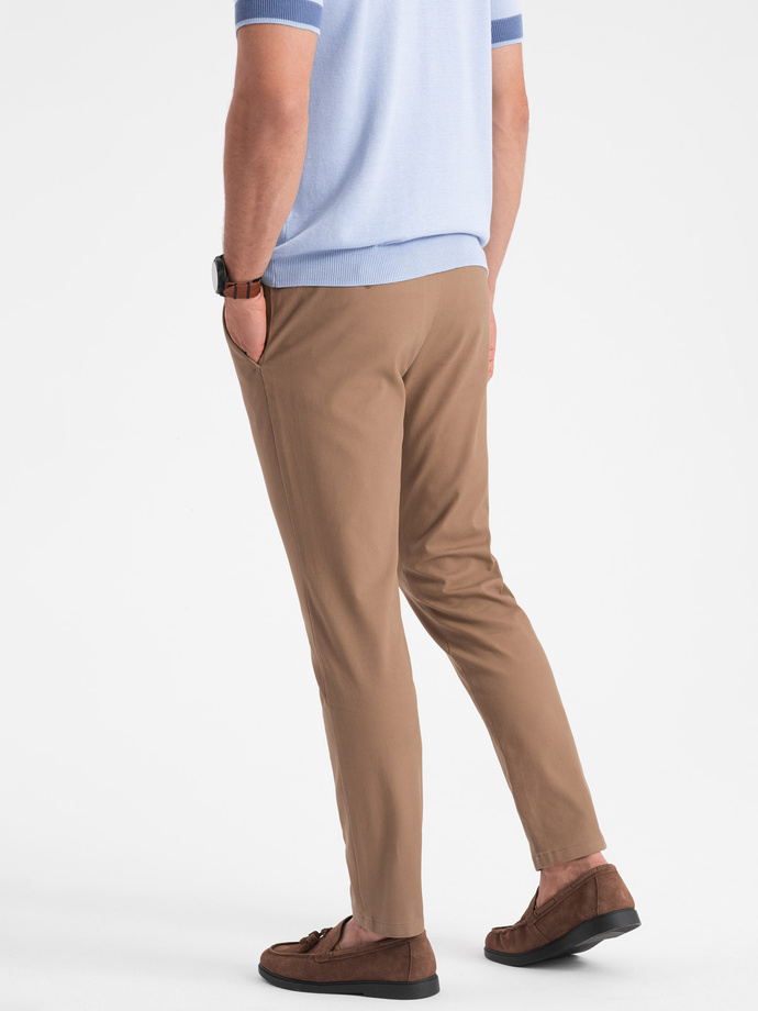 Men's SLIM FIT chino pants - light brown V2 OM-PACP-0186