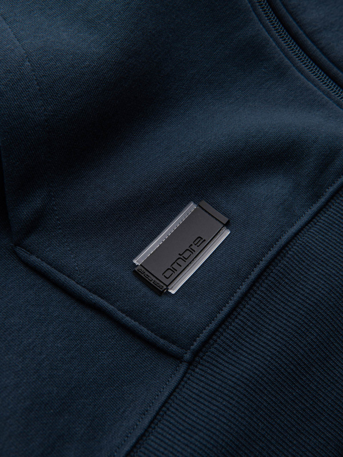 BASIC men's cotton stretch sweatshirt - navy blue V1 OM-SSBZ-0160