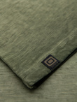 Men's cotton V-neck knit t-shirt with washed effect - olive V9 OM-TSWT-0242