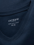 Men's BASIC classic cotton T-shirt with a v-neck - navy blue V2 OM-TSBS-0237
