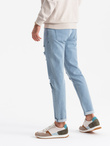 Wash men's TAPER FIT denim pants with rubbing - blue V1 OM-PADP-0163