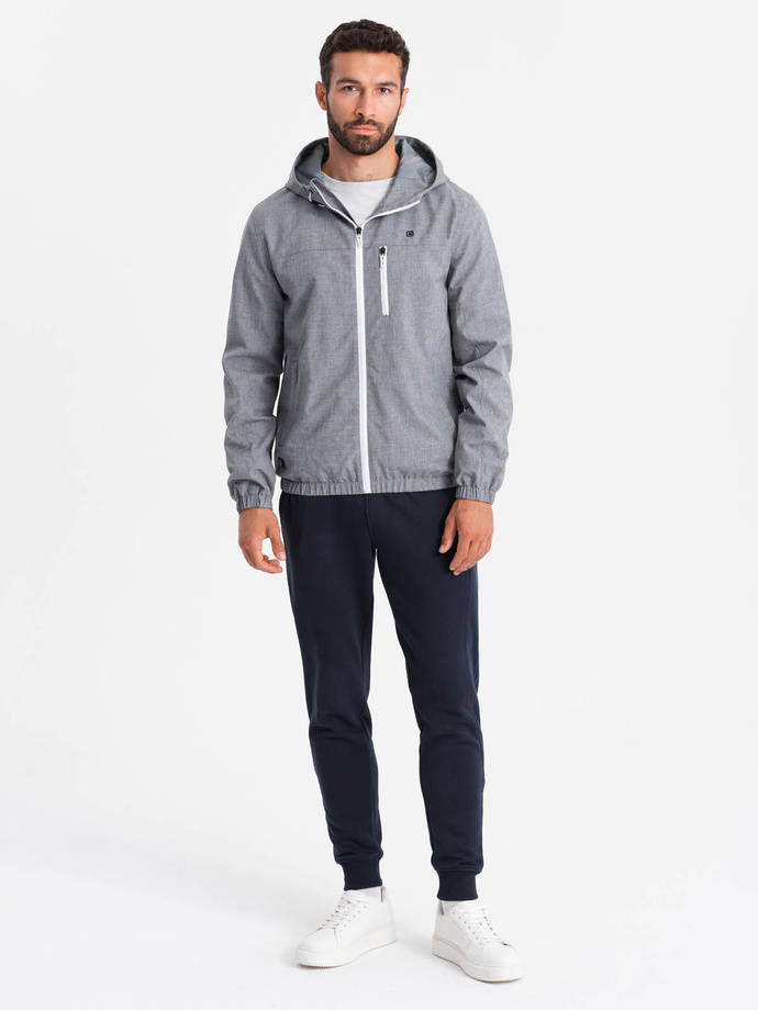 Men's lightweight sports jacket with fleece lining - gray V3 OM-JANP-0136