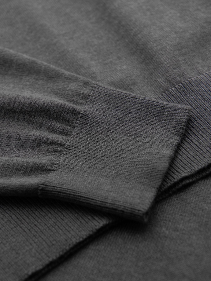 One color men's knitted turtleneck with viscose - grey melange V2 OM-SWTN-0101 