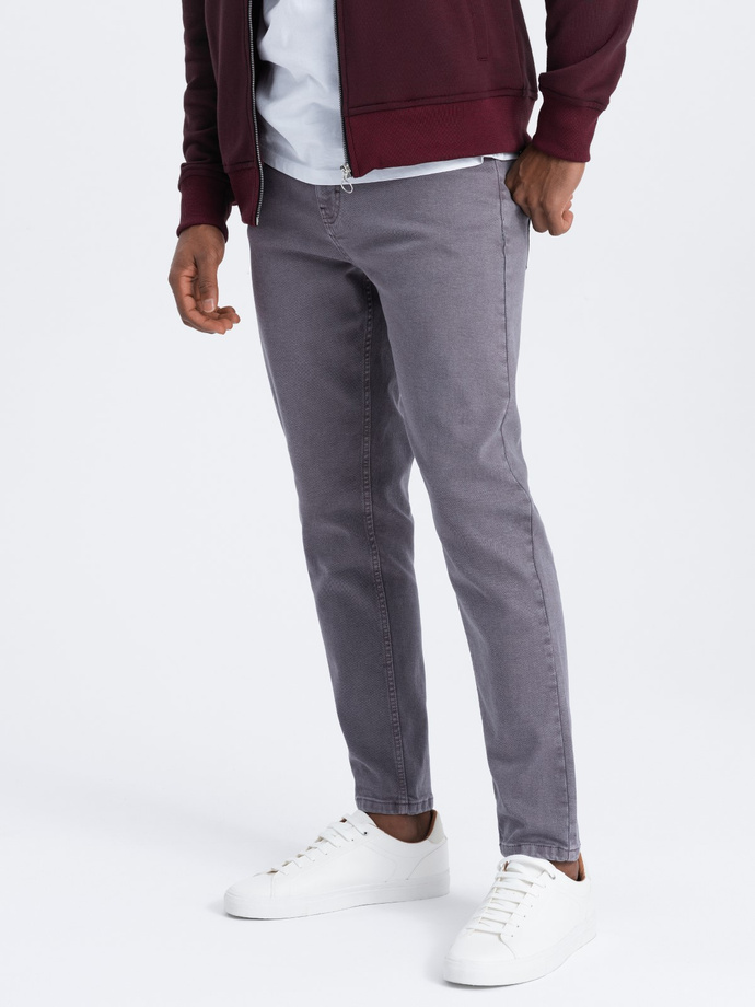 Jeansowe spodnie męskie bez przetarć SLIM FIT - grafitowe V5 OM-PADP-0148