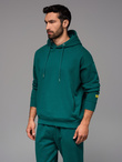UNISEX sweatshirt set hoodie + drawstring pants in athleisure style - dark green V17 Z111