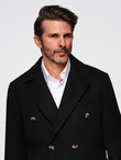 Men's coat with asymmetrical fastening and high collar - light brown V4 OM-COWC-0120