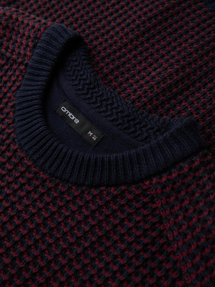 Knitted monochrome men's viscose cardigan - navy blue V1 OM-SWCD-0126